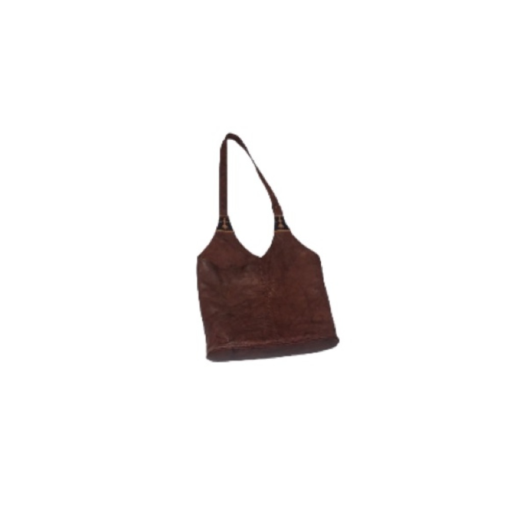 Vintage Brown Leather Boho Purse from India